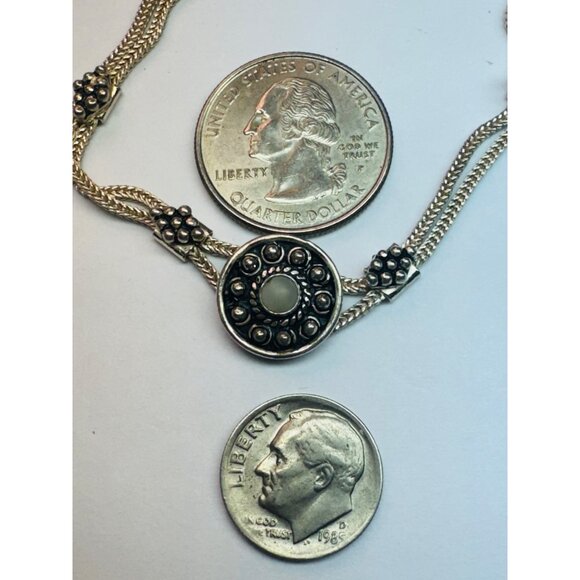 Estate Vintage Sterling Silver 925 Byzantine Bracelet White Agate 7” 10.3g - Picture 6 of 9